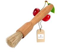 HOFMEISTER® Cepillo de cocina hecho de madera de cerezo aceitada, forma redonda, ancho: 2,5 cm, longitud: 18 cm, pincel de cocina con cerdas naturales, 100% fabricado en la UE.