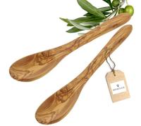 HOFMEISTER® Cucharas de cocina de madera de olivo (2 cucharas ovaladas de madera de olivo, 30 cm)