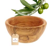 HOFMEISTER® - Cuenco de madera de olivo de 12 cm - Cuenco redondo de madera hecho a mano - Cuenco para servir aperitivos frutos secos salsas y guarniciones - Cuenco de madera de olivo para cocina y