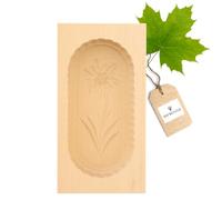 HOFMEISTER® molde de mantequilla para 250 g de mantequilla, 19 cm, motivo edelweiss, hecho a mano en Alemania, molde de mantequilla para decorar, forma de dintel cuadrado, madera de arce local