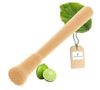 HOFMEISTER® mortero de madera para cóctel para caipirinha y todas las bebidas, 22 cm, mortero de bar para vasos grandes, tritura limas y cubitos de hielo gracias a la base rugosa, Made in EU
