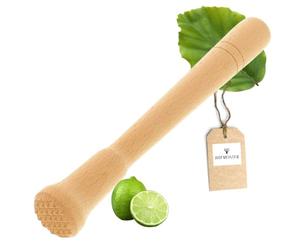 HOFMEISTER® mortero de madera para cóctel para caipirinha y todas las bebidas, 22 cm, mortero de bar para vasos grandes, tritura limas y cubitos de hielo gracias a la base rugosa, Made in EU