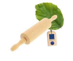 HOFMEISTER® Rodillo para masa niños madera pequeño - eje giratorio, asas pequeñas para las manos de los niños, fácil de extender, rodillo, producto natural de Europa, 26 cm