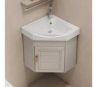 HOFMSX Mueble de baño de Esquina montado en la Pared con Lavabo de cerámica, bañera de lavandería, Grifo Combinado de Agua fría y Caliente, diseño de Lavabo de Uso General para Espacios p
