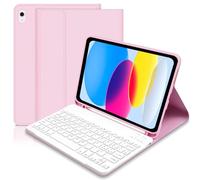 Hofsos Funda para iPad 10/11 Generación (A16) (11/10.9 Pulgadas, 2025/2022), Carcasa con Teclado Bluetooth y Portabolígrafos, Rosa