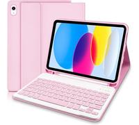 Hofsos iPad 10 y 11 Generación 10.9"/11" 2022-2025 con funda, Teclado QWERTY Desmontable para iPad 10.9"/11", Rosa