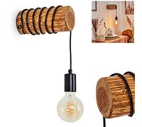 hofstein Aplique Canedo, aplique moderno de madera en color negro/marrón de diseño escandinavo, 1 luz, 1 x E27, foco de pared en diseño retro/vintage, sin bombilla(s)