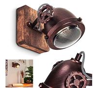 hofstein Aplique de pared Herford, lámpara de habitación de 1 luz en metal y madera en marrón y óxido con pantalla de cristal, los spots se pueden girar y bascular, 1 x GU10, sin bombilla(s)