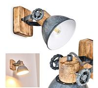 hofstein Aplique de pared Orny, spot de pared en diseño retro/vintage, aplique regulable de metal/madera en gris/blanco/marrón, 1 luz, 1 x casquillo E27,sin bombilla(s)