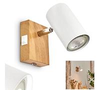 hofstein Aplique Javel, aplique de metal en aspecto natural/madera/cromo/blanco, 1 luz, 1 x GU10,efecto de luz ascendente y descendente e interruptor de encendido y apagado, sin bombilla(s)