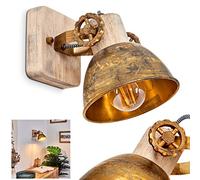 hofstein Aplique Orny, aplique de 1 luz de madera y metal en color bronce, lámpara de interior de aspecto industrial/vintage, 1 x E27,sin bombilla(s)