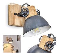 hofstein Aplique Orny, aplique regulable de metal/madera en gris/blanco/marrón, 1 luz, 1 x casquillo E27, punto de pared en diseño retro/vintage, sin bombilla(s)