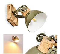 hofstein Aplique Orny, aplique regulable de metal/madera en verde/blanco/marrón, 1 luz, 1 x casquillo E27, aplique de pared en diseño retro/vintage, sin bombilla(s)