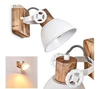 hofstein Aplique Orny, foco de pared en diseño retro/vintage, aplique regulable de metal/madera en blanco, 1 luz, 1 x casquillo E27, sin bombilla(s)