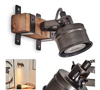hofstein Aplique Pehefito, aplique de metal/madera en marrón/negro/gris, lámpara de diseño industrial con foco orientable, 1 luz, 1 x GU10, sin bombilla(s)