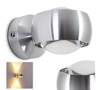 hofstein Aplique Sapri semicircular de metal con efecto luz en la pared en color plata - lámpara semicircular moderna para salón con lentes de cristal, sin bombilla(s)