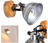 hofstein Aplique Svanfolk, aplique de metal y madera en cinc/naturaleza, 1 luz, con foco regulable, 1 x casquillo E14, diseño retro/vintage,sin bombilla(s)