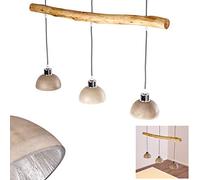 hofstein Lámpara colgante Ambri, lámpara colgante de madera/hormigón en color marrón/hormigón, 3 luces, 3 x E27, altura máx. 170 cm, lámpara colgante, sin bombilla(s)