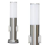 hofstein Lámpara de exterior Caserta con 2 enchufes, lámpara de pie moderna de acero inoxidable, luz de camino 45 cm, lámpara de jardín, E27, iluminación de jardín IP44, sin bombilla(s)