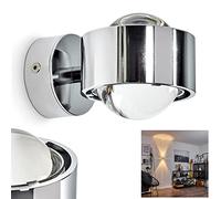 hofstein Lámpara de pared Sapri recta de metal con lentes de cristal en cromo - lámpara de ambiente para salón - comedor - cocina - dormitorio con grandes patrones de luz - sin bombilla(s)