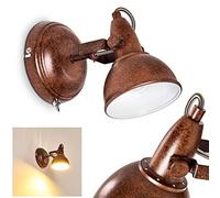 hofstein Lámpara de pared Tina, aplique regulable de metal en marrón óxido/blanco, 1 luz, 1 x casquillo E14, foco de pared en diseño retro/vintage, sin bombilla(s)