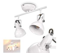 hofstein Lámpara de techo Tina, lámpara de techo de metal en blanco, 2 llamas, con focos regulables, 2 x casquillo E14, foco de diseño retro/vintage, sin bombilla(s)