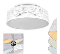 hofstein Plafón LED Bandol blanco y plateado, lámpara de techo redonda, diámetro 38 cm, tono de luz variable mediante interruptor clásico, 20 W, 1002 lúmenes, 3000-6000 Kelvin (blanco cálido a frío)