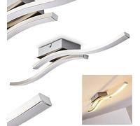 hofstein Plafón LED Letala, plafón alargado de metal en níquel mate/cromo en forma de onda con tiras de luz curvadas, 2 x 5 vatios, 1000 lúmenes, 3000 K