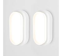 HOFTRONIC - Lote de 2 - Lámpara de bodega blanca - 18 W 1830 lm Oval - IP54 - Aplique de pared - 4000 K blanco neutro - Lámpara de techo para cuarto de baño bodega WC garaje taller