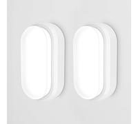 HOFTRONIC - Lote de 2 - Lámpara de bodega LED - 18 W 1830 lm Oval - IP54 - Aplique de pared - 6500 K blanco frío - Lámpara de techo para cuarto de baño bodega WC garaje taller
