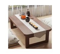 HOFUNTRE Bambú Grueso Mejorado,Elegante Tejido de ratán,diseño Plegable para fácil Almacenamiento,Mesa Baja de Estilo japonés, Superficie de Trabajo ampliada y Robusta.(Walnut,70x30x37cm)