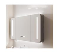 HOFUNTRE Baño Colgante con 2 Puertas Función，Armario De Pared Espejo，Panel Madera Maciza, Diseño Antivaho, Almacenamiento Dividido, Espejo Alta Definición(90 * 70cm/35.4 * 27.5in)