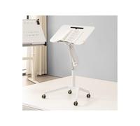 HOFUNTRE Escritorio De Podio De Atril，Soporte De Podio for Aula，Uso Multifuncional, Diseño De Pie Integrado, Estable Y Hermoso, Equipado con Ruedas Universales Silenciosas.(White Flip Type)