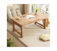 HOFUNTRE Madera de Caucho,Bordes Redondeados y Suaves,Clips metálicos prácticos,Mesa Baja de Estilo japonés,Estructura en H para una distribución del Peso y Estabilidad.(80x50x40cm)