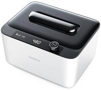 Hogance Limpiador Ultrasónico 900ML, 50W 45kHz Máquina de Limpieza Ultrasónica con Tiempo Digital para Joyas, Anteojos, Reloj de Pulsera, Dentaduras Postizas, Anillos, con Modo Degas, Blanco+Negro