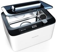 Hogance Limpiador Ultrasonidos Profesional 900ML con 6 Tiempo Digital, 50W 45KHz Dispositivo de Limpieza por Ultrasonidos para Relojes, Joyas, Gafas, y Modo de Desgasificación Único, Blanco+Negro