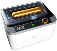 Hogance Limpiador Ultrasonidos Profesional 900ML con 6 Tiempo Digital, 75W 45KHz Dispositivo de Limpieza por Ultrasonidos para Relojes, Joyas, Gafas, y Modo de Desgasificación Único, Blanco+Negro+Oro