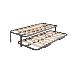 Hogar 24 Cama Nido con 2 somieres Estructura Reforzada Doble Barra Superior + Patas, Acero, 90x190 cm