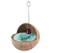 Hogar de Aves de cáscara de Coco sostenible | Espacio de reproducción Protegido y Suave para Loros/Canarios/pinzones | Refugio de eclosión de la Jaula con Mat & Bell | Diseño