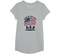 Hogar de los Libres por el Valiente Tributo patriótico Camiseta, Niñas, Gris Jaspeado, Grande