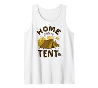 Hogar Donde Está Mi Tienda - Camping Divertido Camiseta sin Mangas