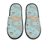 Hogar Pantuflas Mapa De Aventuras Piratas Unisex Pantuflas De Casa Reutilizable Zapatillas Casa Para Hogar Otoño Baño M