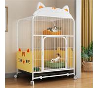 Hogar para Mascotas， Jaula for Gatos, recintos for Interiores for Gatos, Parque Infantil de Metal for Gatos, perreras, Jaula for Mascotas con Hamaca Extra Grande for 1-2 Gatos
