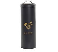 Hogar y Mas Bote Negro para Pasta de Metal 3000 ML, Espaguetis Tarro de Almacenamiento con Tapa Metálicos 10,8x10,8x32,8 cm