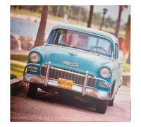 Hogar y Mas Cuadro Lienzo Coche Clásico Turquesa Vintage Cuadrado 40x40cm