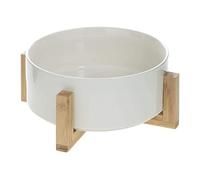 Hogar y Mas ENSALADERA DE CERÁMICA Blanca Nordic con Soporte 11,2X28