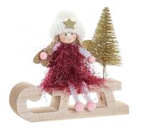 Hogar y Mas Figura Hada Trineo Navidad MDF POLIÉSTER Decorativa 14X5X14CM