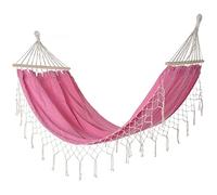 Hogar y Mas Hamaca Colgante Exterior Rosa Flecos ALGODÓN 255X80X28CM