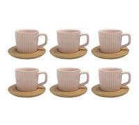 Hogar y Mas Juego 6 Tazas CAFÉ con Plato BAMBÚ Rosa Palo 100ML Natura