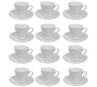 Hogar y Mas Juego de Café Barista Classic 24 Piezas 12 Tazas y 12 Platos de Porcelana Blanca. Servicio de Café para 6 Personas